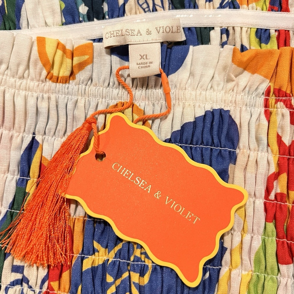 Chelsea & Violet XL Sleeveless Smocked Basque Mini Sun Dress Cosmic Linen Blend - Picture 6 of 13